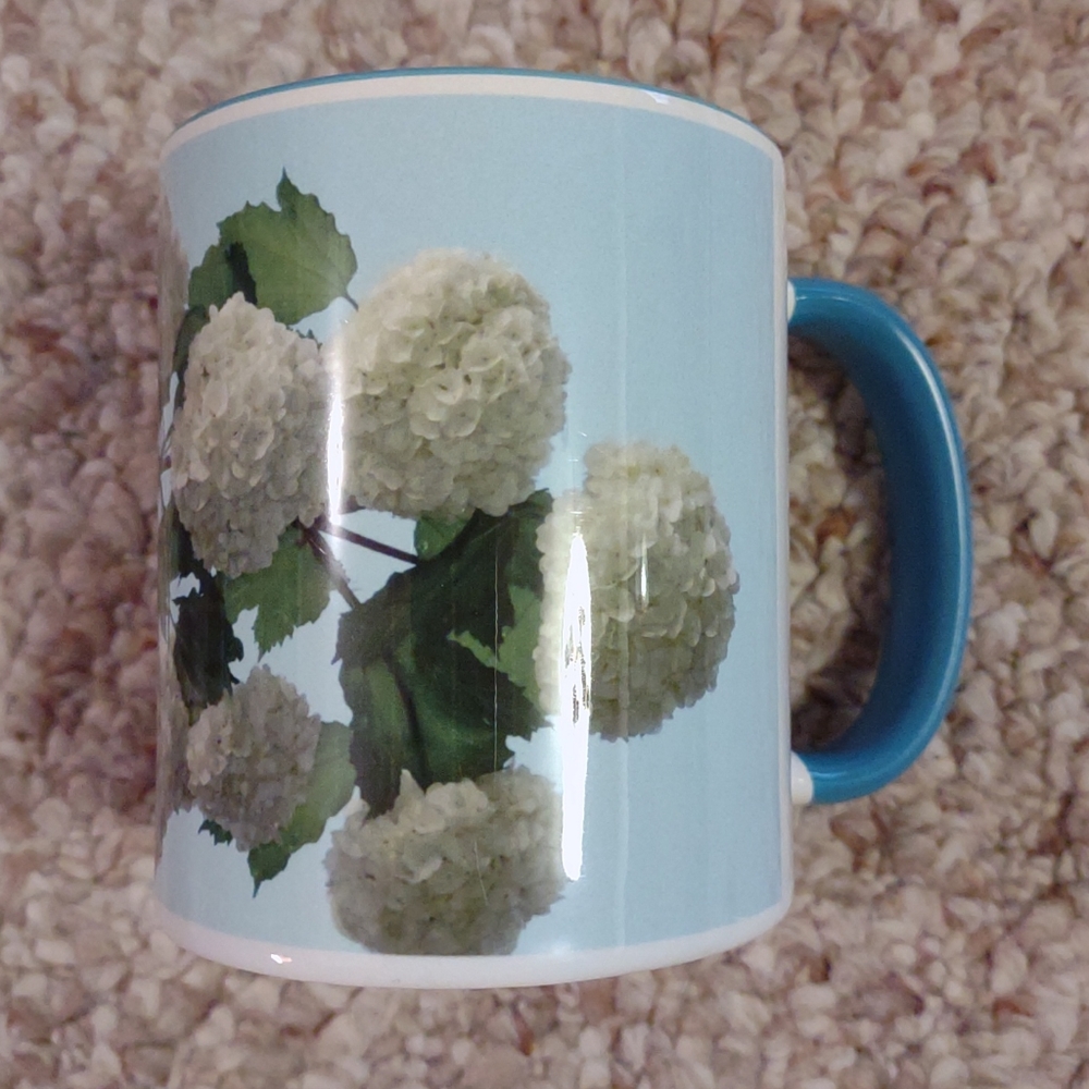 Orca Coatings White Hydrangea Flower Coffee Mug Cup Ceramic 3 3/4"h